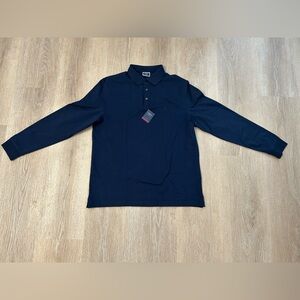 Charles Tyrwhitt Navy Long-Sleeve Polo